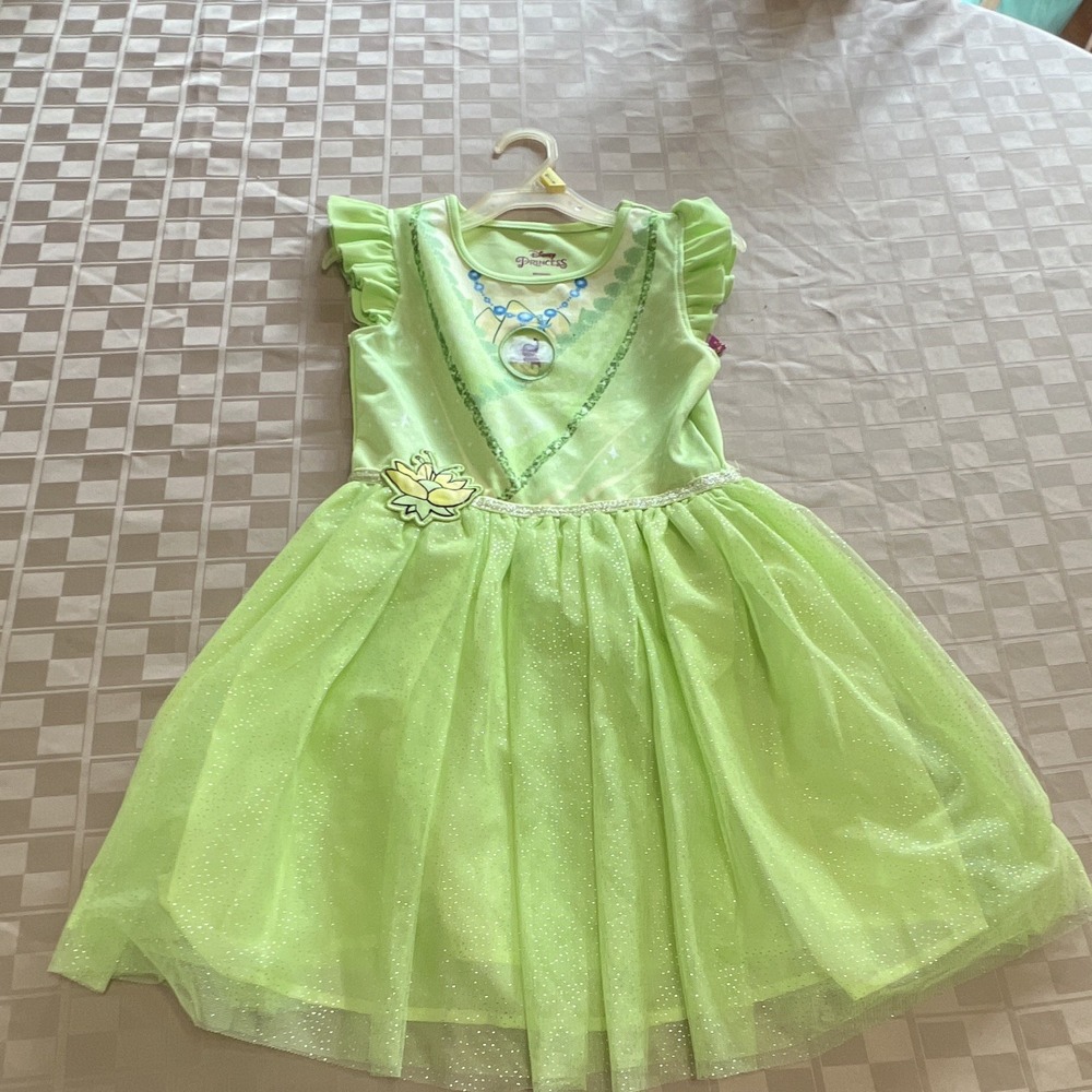 Disney Princess Frog Fit Flare Green Tulle Party Dress up Girls 7 8 costume NWT